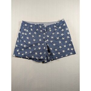 Nautica Womens Navy Blue Starfish Print Cotton Stretch Shorts Size 12